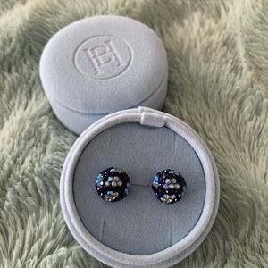 Hillberg and Berk Night Sky Clouds Sparkle ball earrings